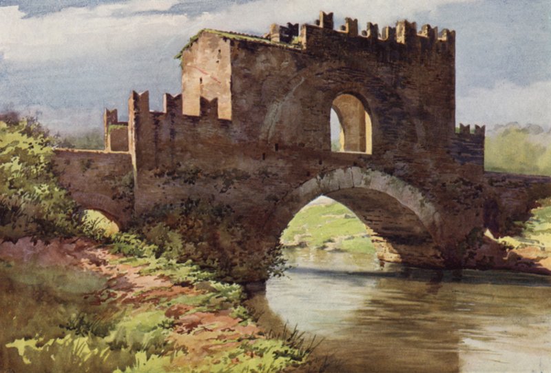 Středověký most přes Aniene, via Nomentana (barevné lito) od C.T.G. Formili