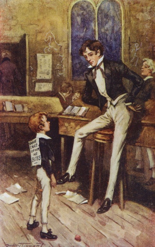 Ilustrace k Davidu Copperfieldovi od Charlese Dickense (barevná litografie) od C. Dudley (after) Tennant