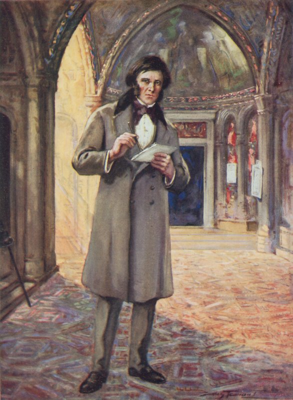 John Ruskin v Benátkách (barevné lito) od C. Dudley Tennant