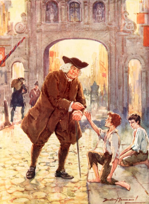 Velký Dr. Johnson a jeho skromný přítel (barva litho) od C. Dudley Tennant