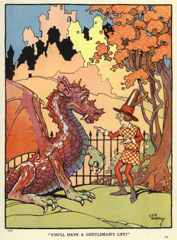 Muž předpovídající budoucnost draka (barva litho) od C. E. B. Bernard