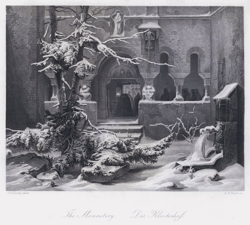 Klášter (rytina) od Carl Friedrich (after) Lessing
