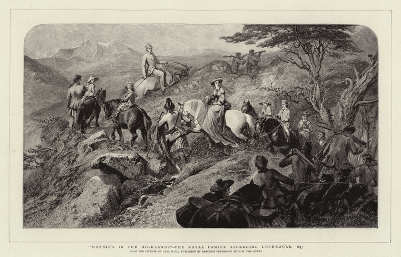 Ráno na Vysočině, královská rodina stoupá na Lochnagar, 1853 od Carl Haag