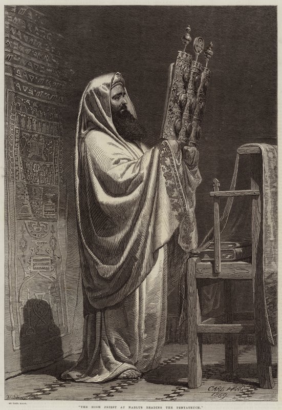 Velekněz v Nábulusu čte Pentateuch od Carl Haag