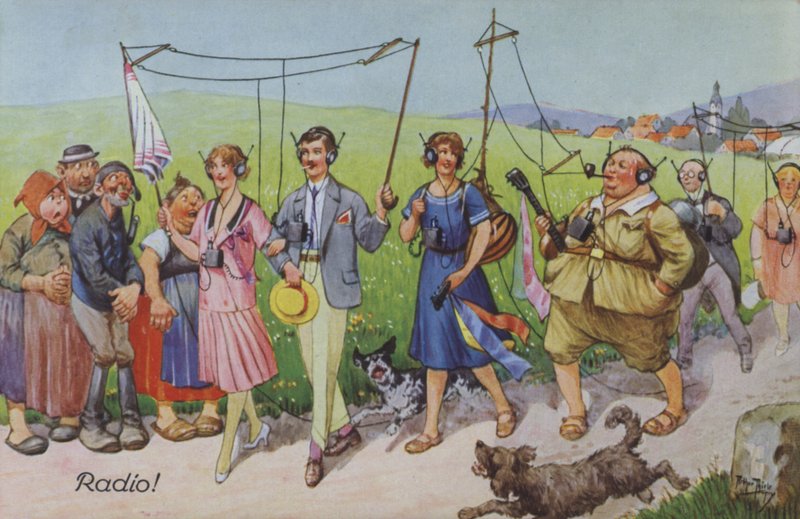 Komická zobrazení raného rádia (barevné lito) od Carl Robert Arthur Thiele