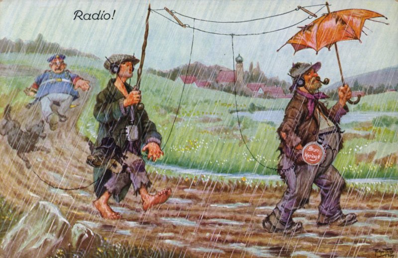 Komická zobrazení raného rádia (barevné lito) od Carl Robert Arthur Thiele
