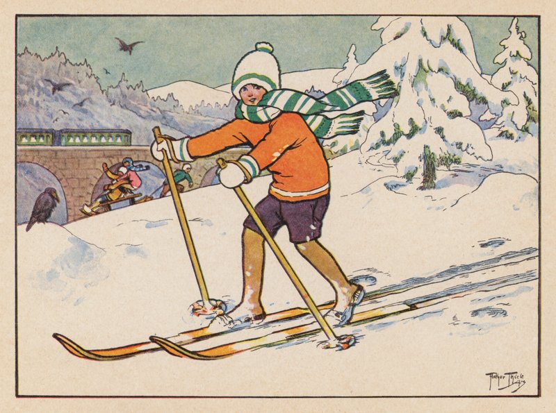 Běh na lyžích (barevná litografie) od Carl Robert Arthur Thiele