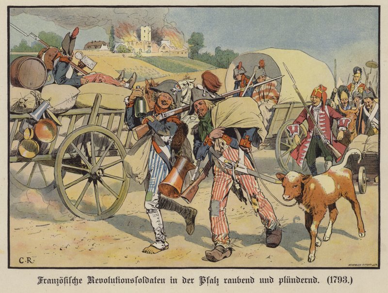 Francouzští vojáci loupící a drancující ve Falci od Carl Röchling