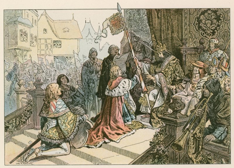 Fridrich I. (1371-1440) se Zikmundem v Kostnici byli v roce 1417 odměněni zemí Kurmarky od Carl Rohling
