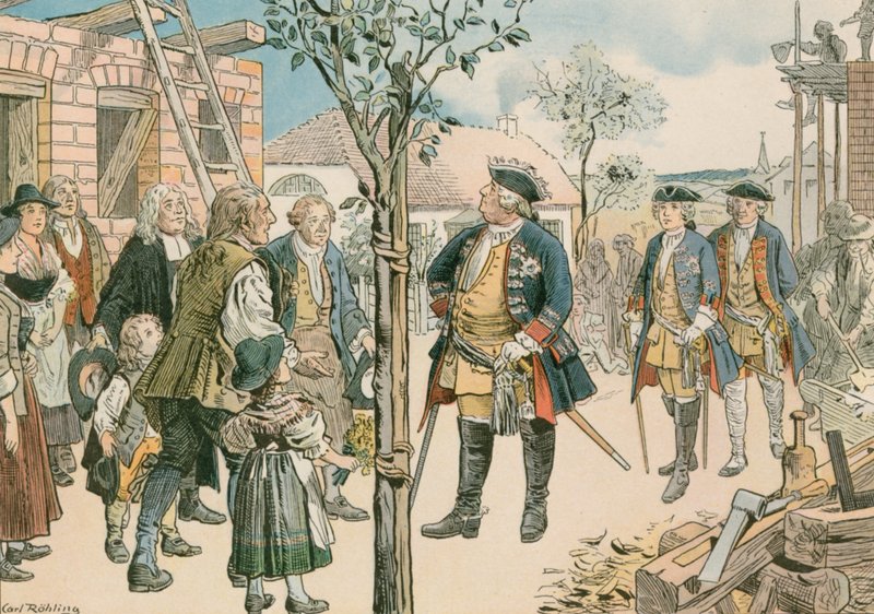 Frederick William I (1688-1740) s vysídlenými Salcburčany ve východním Prusku v roce 1739 od Carl Rohling
