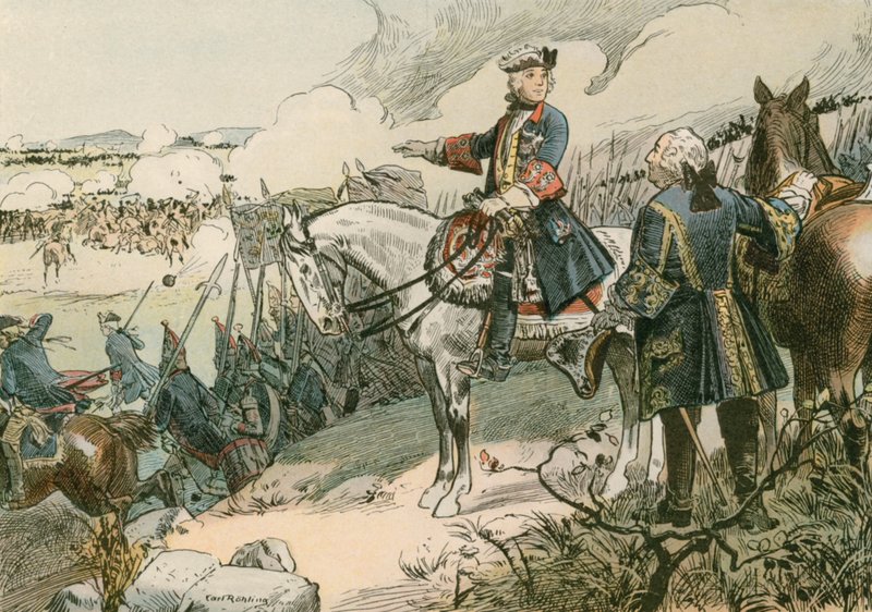 Fridrich Veliký (1712-1786) v bitvě u Hohenfriedbergu v roce 1745 od Carl Rohling
