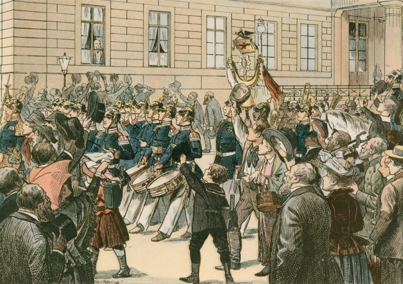 Wilhelm I., pruský král a první německý císař (1797-1888) u „historického rohového okna“ od Carl Rohling