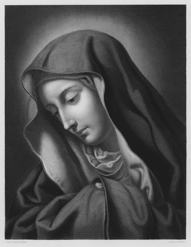 Madonna, z obrázku v královské sbírce (rytina) od Carlo (after) Dolci