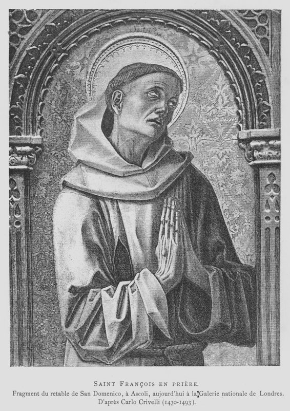 Svatý František z Assisi se modlí (litho) od Carlo Crivelli