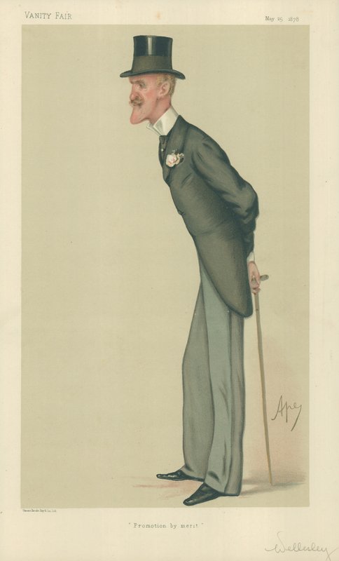 Plukovník The Hon Frederick Arthur Wellesley, povýšení za zásluhy, 25. května 1878, karikatura Vanity Fair od Carlo Pellegrini