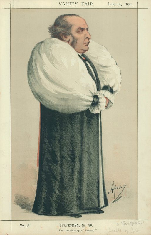 Dr Thomson, Arcibiskup z Yorku, Arcibiskup společnosti, 24. června 1871, karikatura Vanity Fair od Carlo Pellegrini