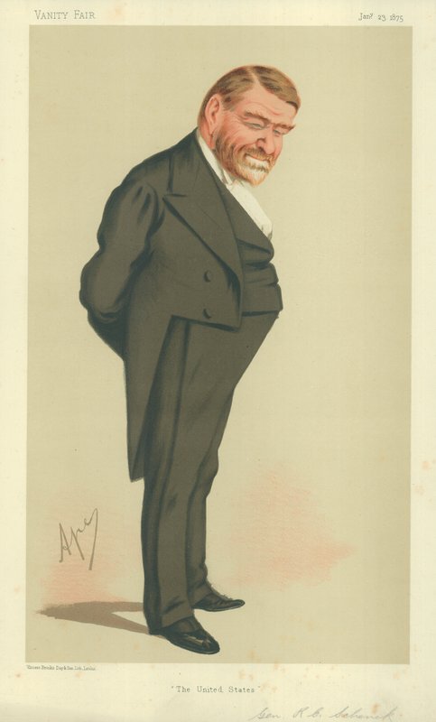Generál Robert Cumming Schenck, USA, 23. ledna 1875, karikatura Vanity Fair od Carlo Pellegrini