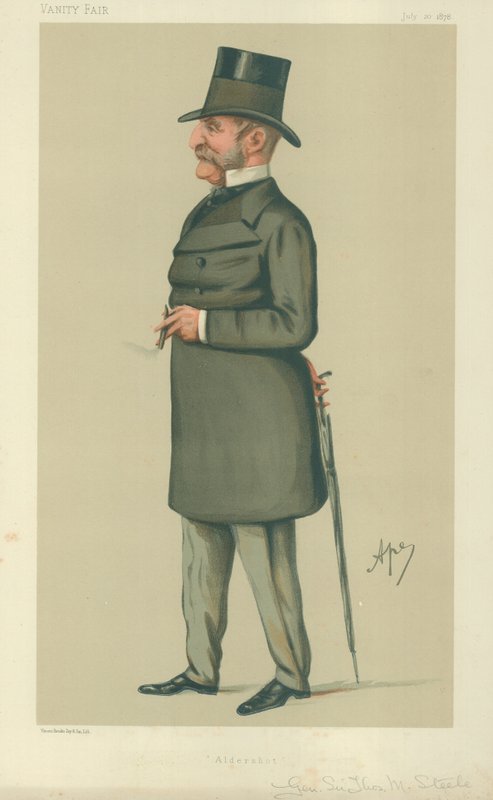 Generál Sir Thomas Montagu Steele, Aldershot, 20. července 1878, karikatura Vanity Fair od Carlo Pellegrini