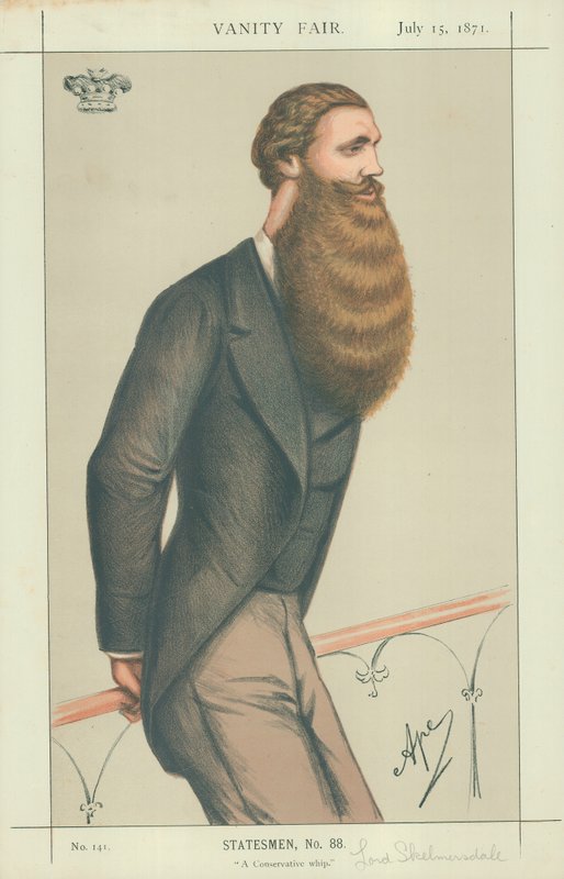 Lord Skelmersdale, konzervativní bič, 15. července 1871, karikatura Vanity Fair od Carlo Pellegrini
