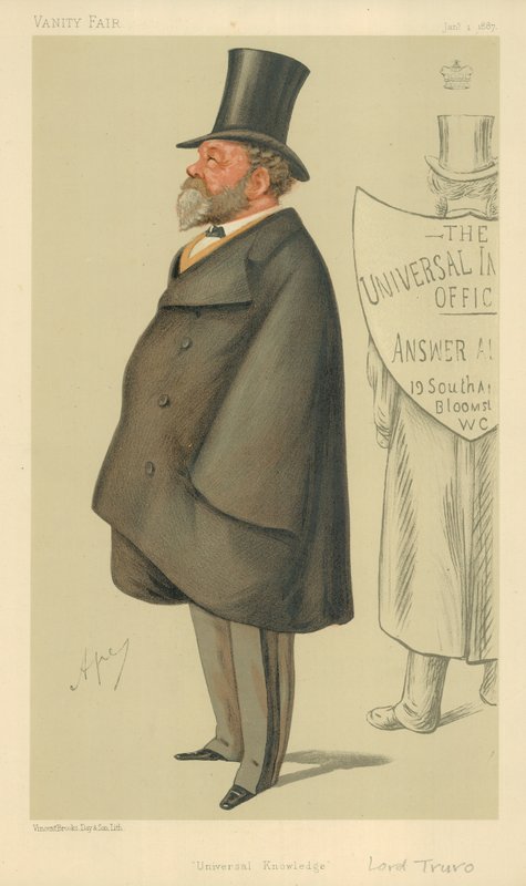 Lord Truro, Universal Knowledge, 1. ledna 1887, karikatura Vanity Fair od Carlo Pellegrini