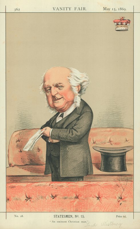 Lord Westbury, Významný křesťanský muž, 15. května 1869, Vanity Fair, karikatura od Carlo Pellegrini