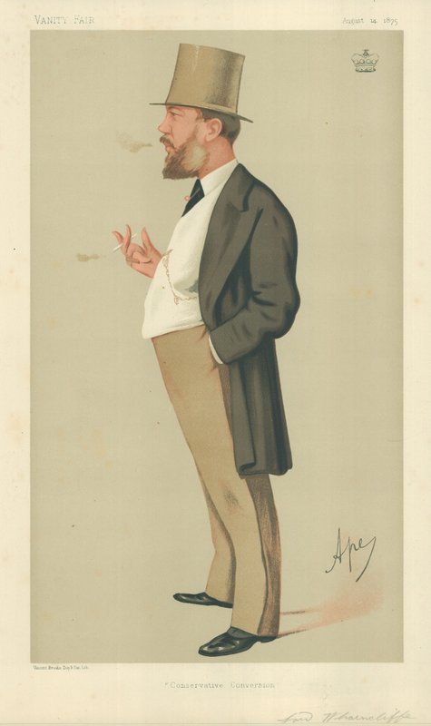Lord Wharncliffe, Konzervativní konverze, 14. srpna 1875, karikatura Vanity Fair od Carlo Pellegrini