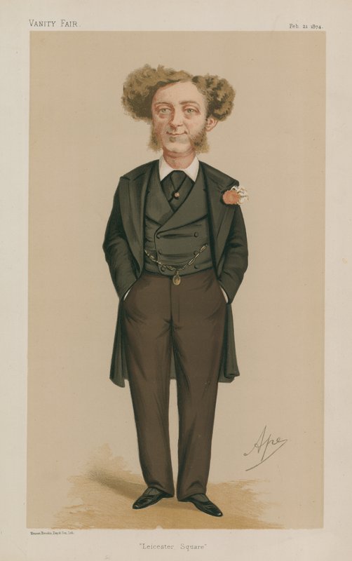 pan Albert Grant, poslanec; Leicesterské náměstí; 21. února 1874; Vanity Fair; kreslený film od Carlo Pellegrini