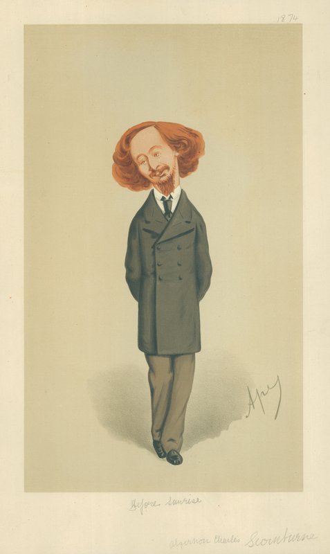 Pan Algernon Charles Swinburne, Před východem slunce, 21. listopadu 1874, karikatura Vanity Fair od Carlo Pellegrini