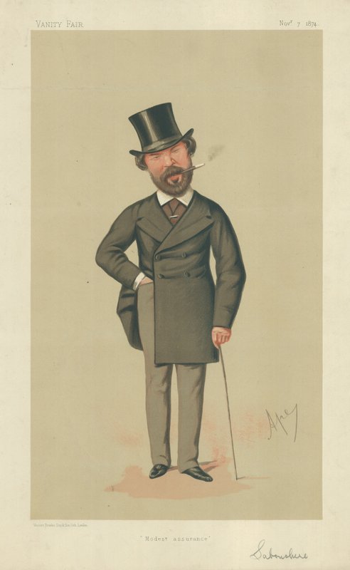 Pan Henry Du Pre Labouchere, Skromné ujištění, 7. listopadu 1874, karikatura Vanity Fair od Carlo Pellegrini