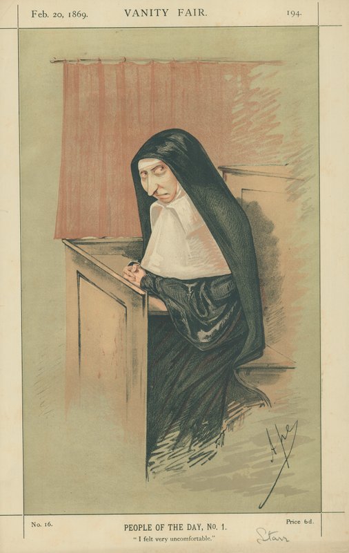 Paní Starrová, cítil jsem se velmi nepříjemně, 20. února 1869, karikatura Vanity Fair od Carlo Pellegrini