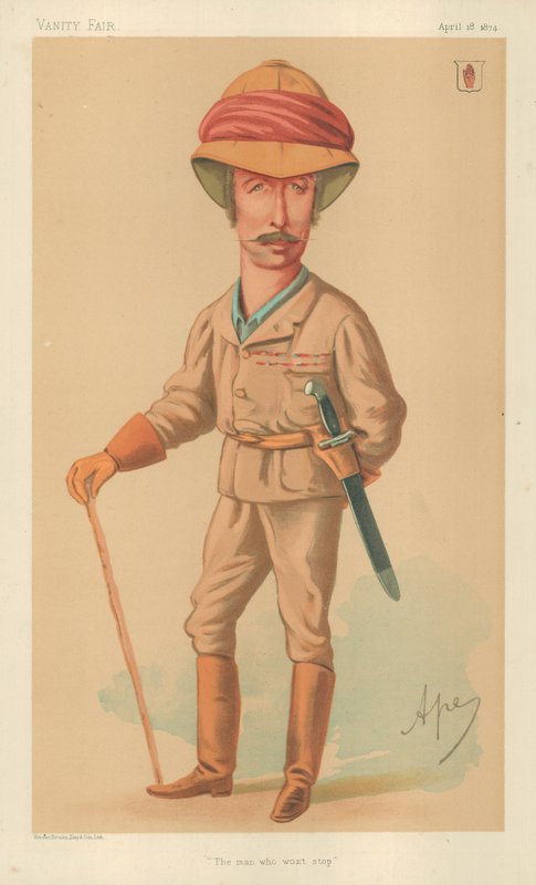 Sir Garnet J. Wolseley, Muž, který se nezastaví, 18. dubna 1874, karikatura Vanity Fair od Carlo Pellegrini