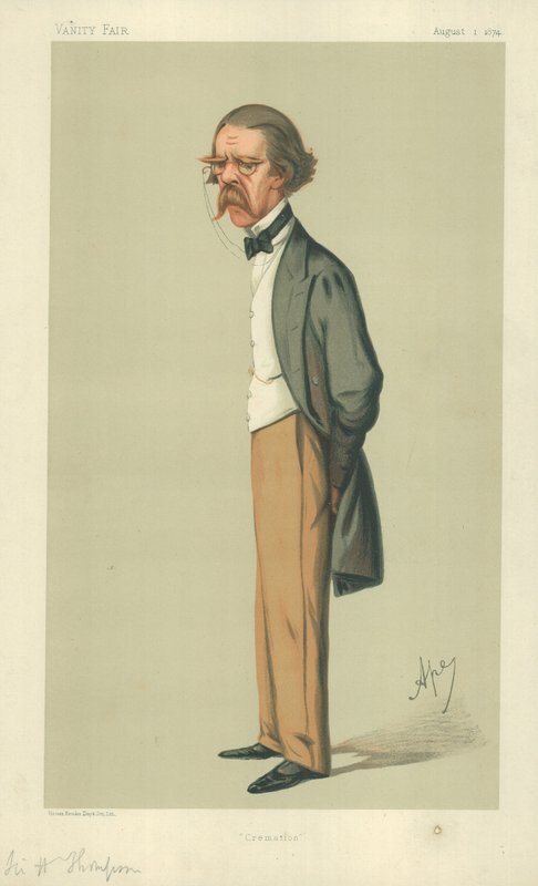 Sir Henry Thompson, Kremace 1. srpna 1874, karikatura Vanity Fair od Carlo Pellegrini