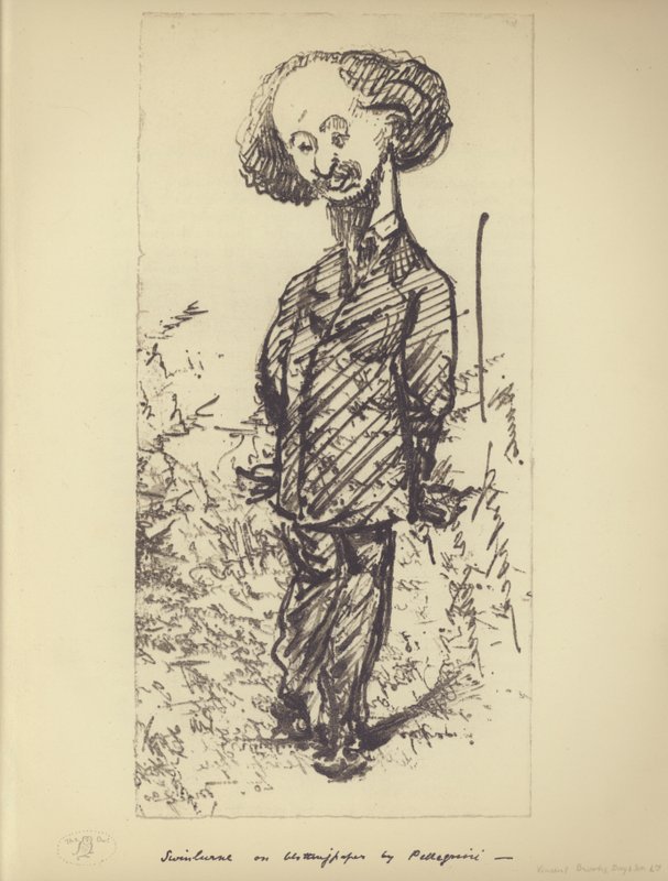 Swinburne na savém papíru (karikatura anglického autora Algernona Charlese Swinburnea) (litho) od Carlo Pellegrini