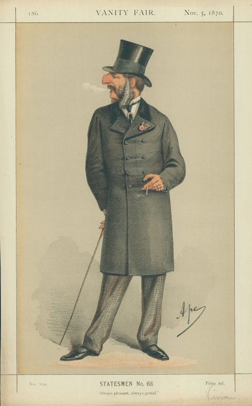 Hon J C Vivian, vždy příjemný, vždy geniální, 5. listopadu 1870, karikatura Vanity Fair od Carlo Pellegrini