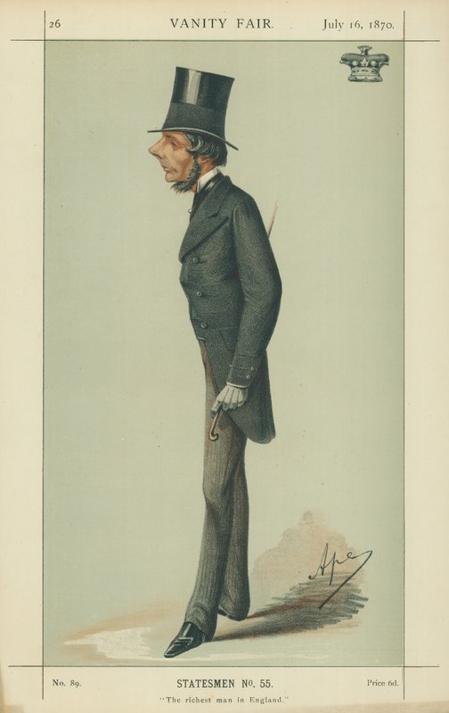 Markýz z Westminsteru, nejbohatší muž v Anglii, 16. července 1870, karikatura Vanity Fair od Carlo Pellegrini
