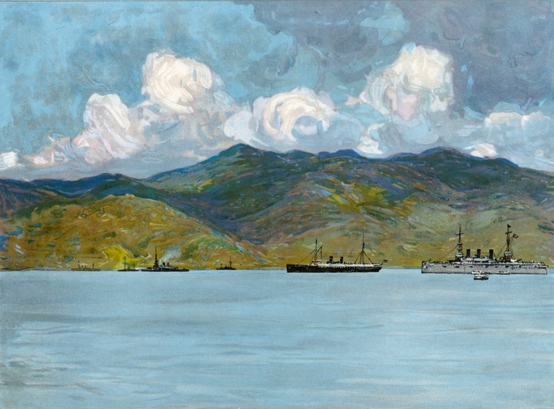 Naše válečné lodě u pobřeží poblíž Santiaga de Cuba, 3. června 1898 od Carlton Theodore Chapman