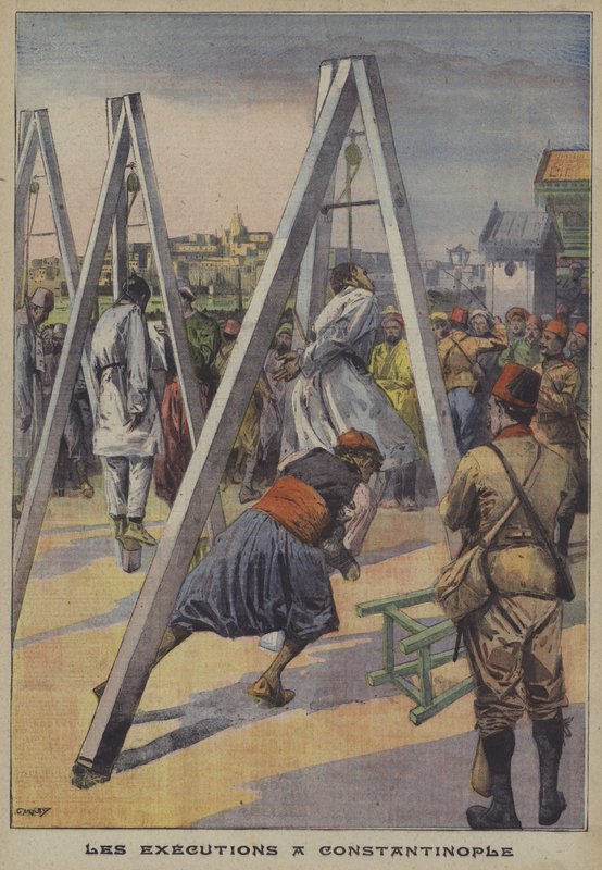 Popravy účastníků osmanského převratu v roce 1909 v Konstantinopoli od Carrey