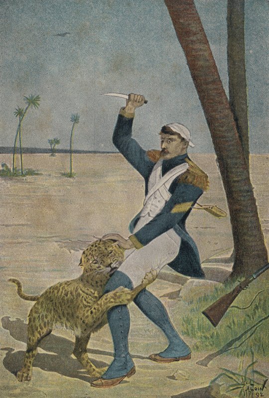 Francouzský voják napaden panterem v Egyptě od Cecil Charles Windsor Aldin