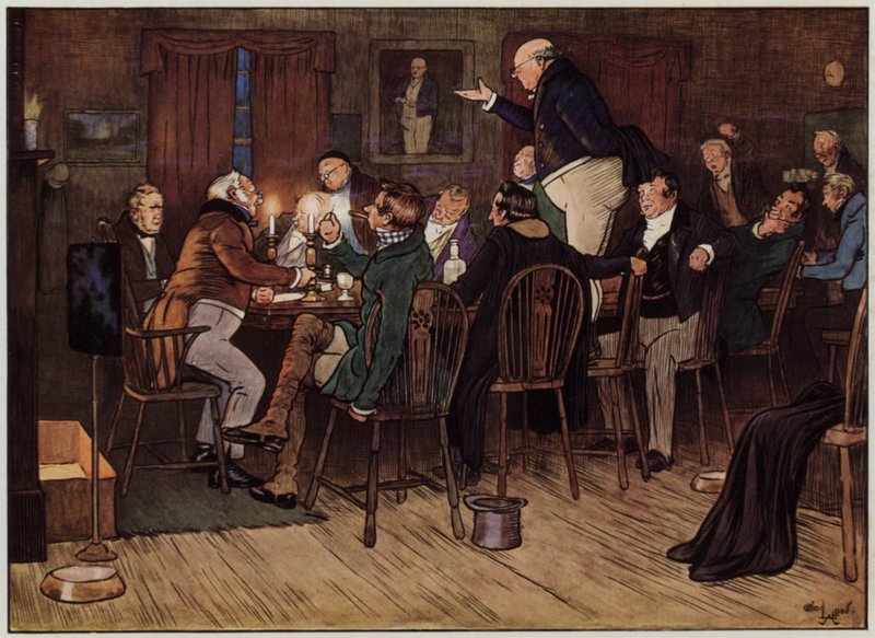 Ilustrace pro The Pickwick Papers od Cecila Aldina (barevné lito) od Cecil Charles Windsor Aldin