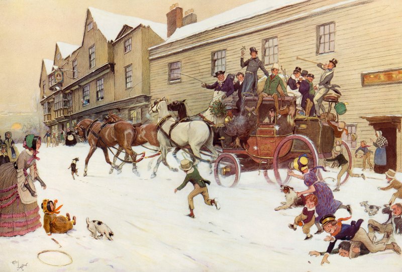 Vánoční autobus v Bell Inn, Hurley, 1830 od Cecil Charles Windsor Aldin