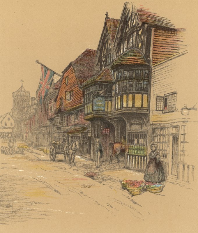 Hostinec The George Inn, Salisbury od Cecil Charles Windsor Aldin