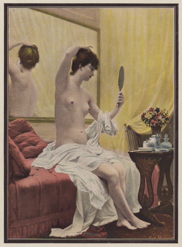 Žena na ranní toaletě (barva litho) od Celestin Francois (after) Nanteuil