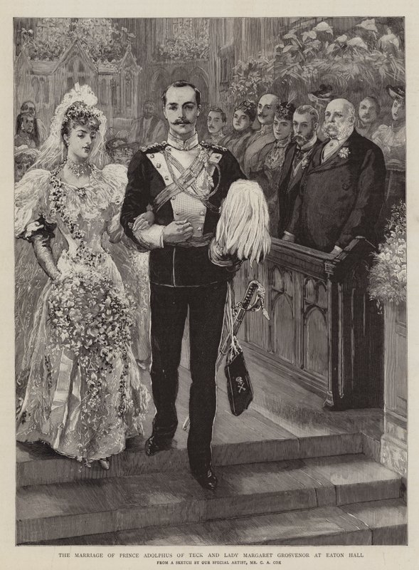 Sňatek prince Adolpha z Tecku a lady Margaret Grosvenorové v Eaton Hall od Charles A. Cox