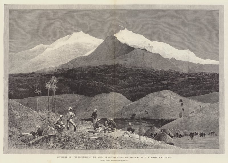 Ruwenzori, neboli The Mountains of the Moon, ve střední Africe, objevené expedicí pana HM Stanleyho od Charles Auguste Loye
