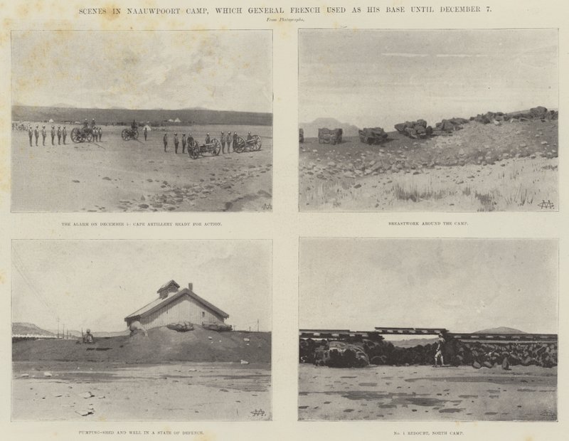 Scény v táboře Naauwpoort, který generál French používal jako svou základnu do 7. prosince od Charles Auguste Loye