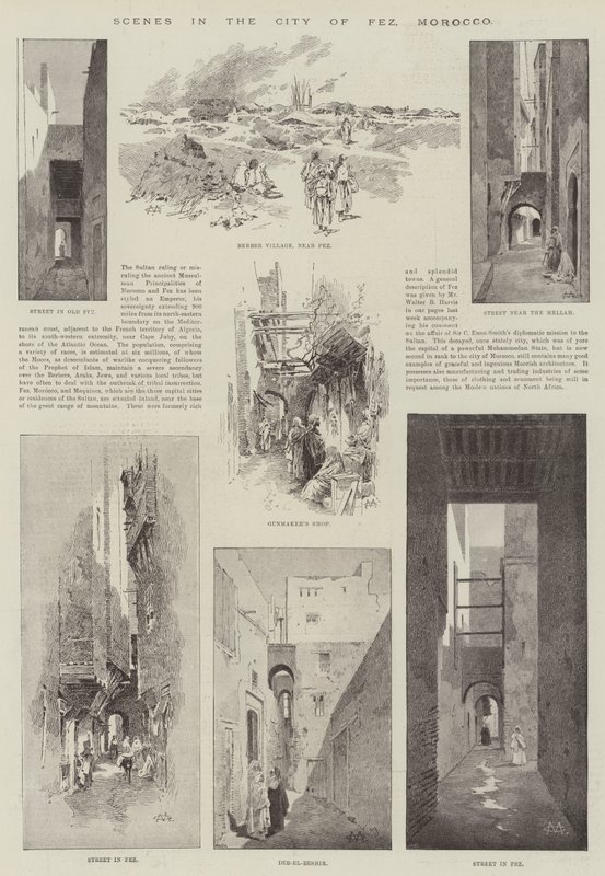 Scény ve městě Fez, Maroko od Charles Auguste Loye