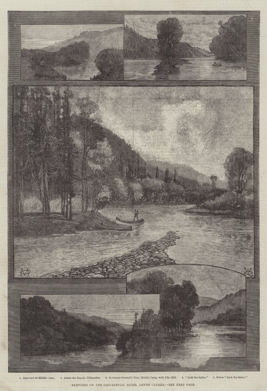 Náčrty na řece Cascapediac, Dolní Kanada od Charles Auguste Loye