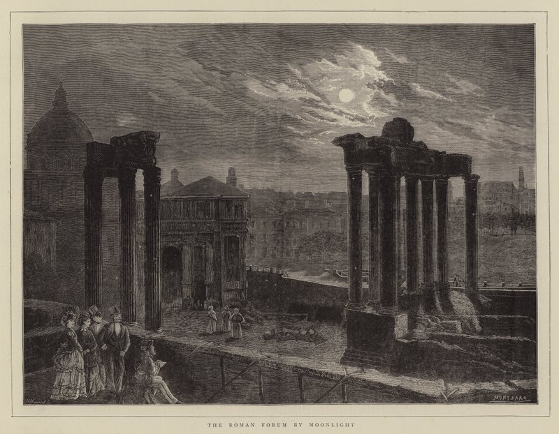 Forum Romanum za měsíčního svitu od Charles Auguste Loye