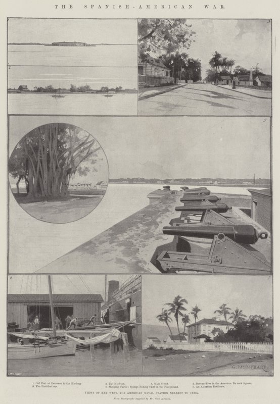 Španělsko-americká válka, Pohledy na Key West, americkou námořní stanici nejblíže Kubě od Charles Auguste Loye