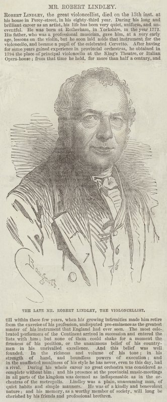Zesnulý pan Robert Lindley, violoncellista od Charles Baugniet